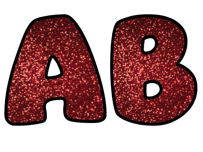 Shiny Glitter Art Red Sparklet Classroom Display | Lettering Set | Whole Alphabet A-Z and 0-9