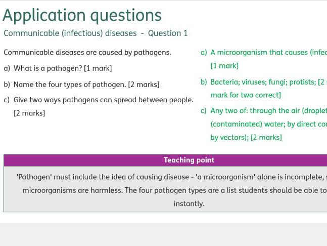 Biology GCSE AQA 4.3 Infection Application Qs