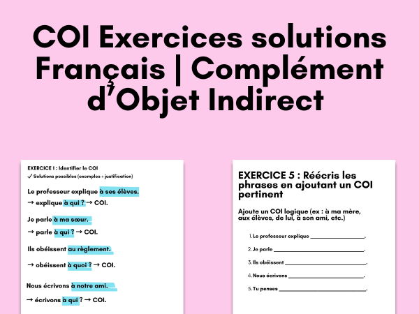Exercices solutions Complément d’Objet Indirect