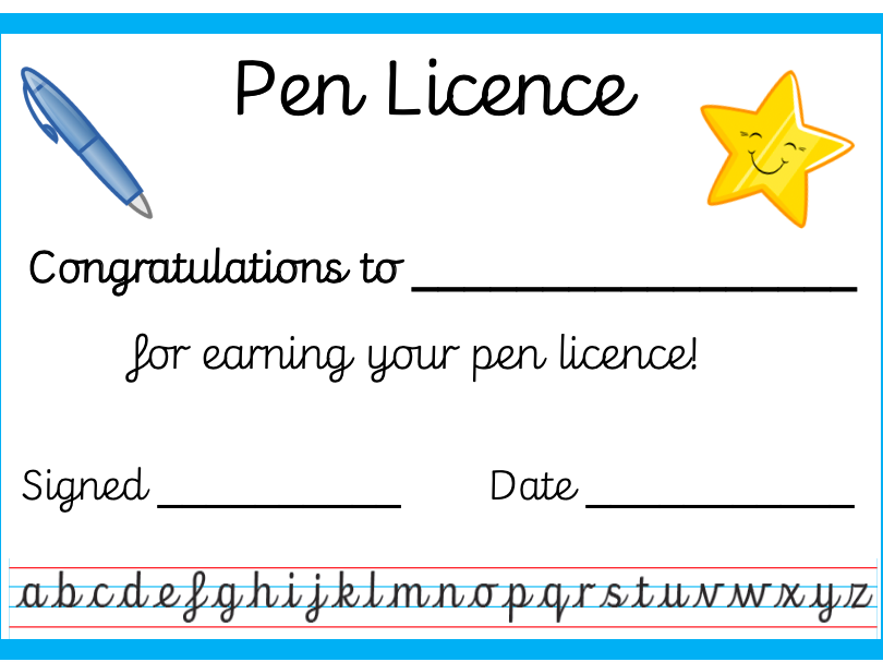 Pen Licence Certificates (UKS2)