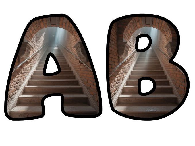 Staircase Stairs Steps To Success Themed Lettering Set | Classroom Display | Upper & Lowercase, 0-9