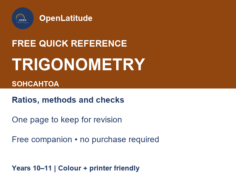Free trigonometry quick reference sheet