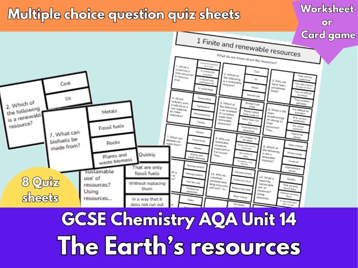 AQA GCSE Chemistry: Earth’s Resources Retrieval Pack | 6 Quizzes & Answers