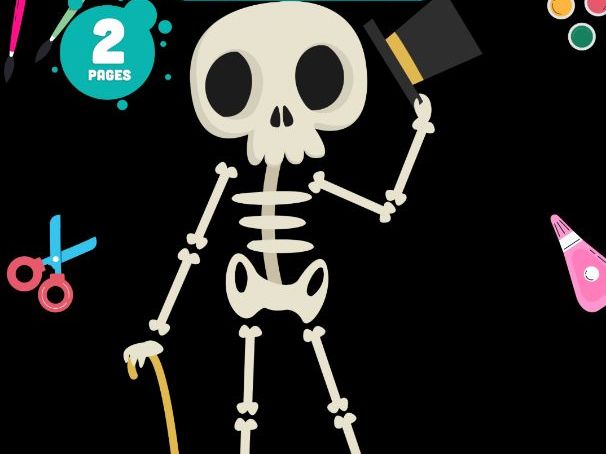 Halloween Skeleton Craft, Build a Skeleton, Cut and Glue Activity