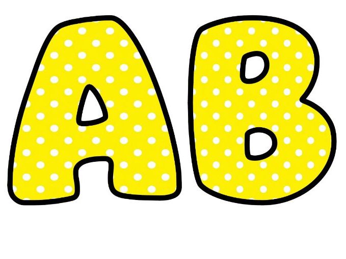 Yellow Polkadot Bubble Letters | Polka Dot Bulletin Board Letters | Printable Alphabet A-Z and 0-9