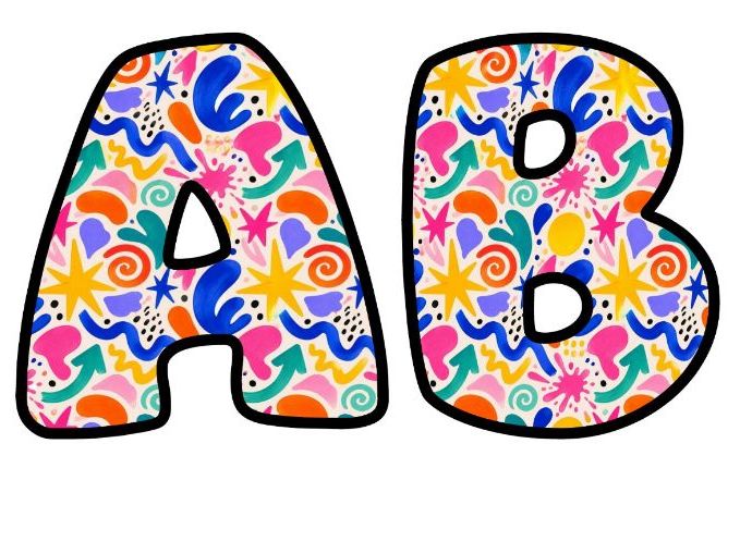 Painted Abstract Shapes Bubble Letters | Patterned Bulletin Board Letters | Classroom Display Pack