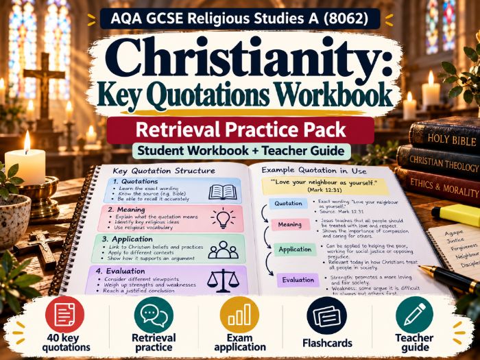 AQA GCSE Religious Studies Christianity | Key Quotations Workbook & Retrieval Pack