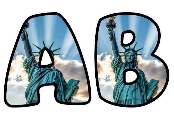 Statue Of Liberty USA Classroom Display Lettering Set | Upper & Lowercase Letters, 0-9 and Signs