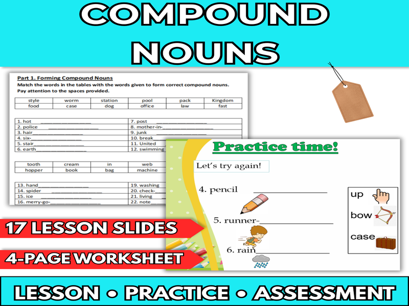 EFL / ESL Compound Nouns - Editable Lesson Slides & Worksheets