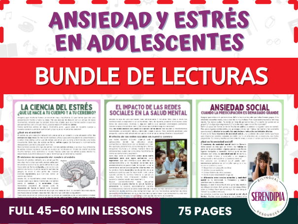 Stress, Anxiety & Social Media Reading Comprehension Activities in Spanish B2-C1-C2 Level