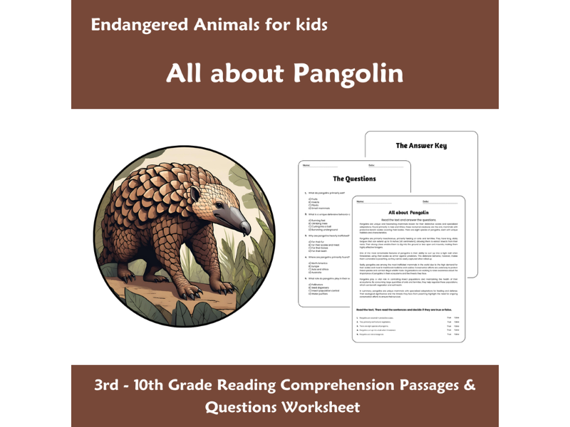 All About Pangolins Reading Comprehension Passages & Questions ...