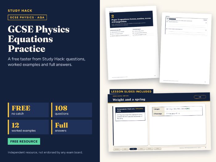 AQA GCSE Physics Equations Practice: Every Equation, Rearranging and Units (Free)