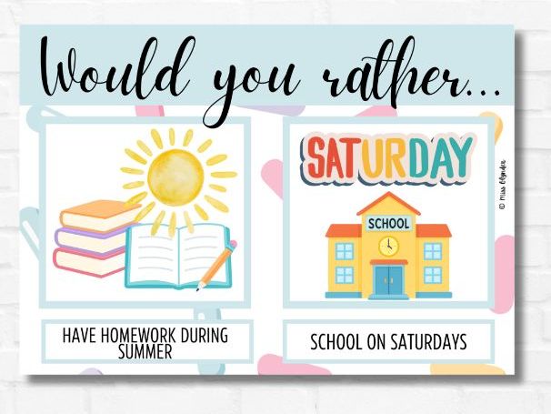 End of the year Would You Rather | Speaking & Listening Activity | ESL / EAL oral language|