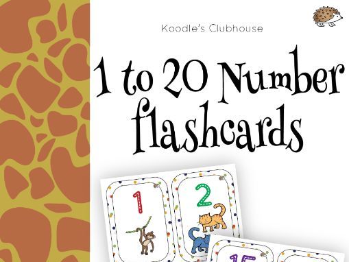 1 to 20 number flashcards