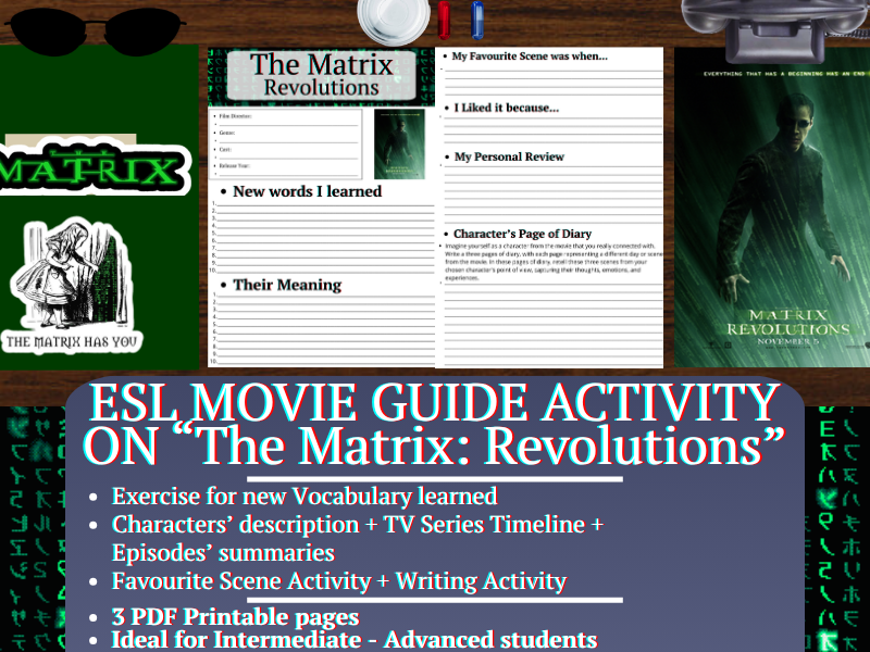 ESL Movie Guide Worksheets on "The Matrix: Revolutions"