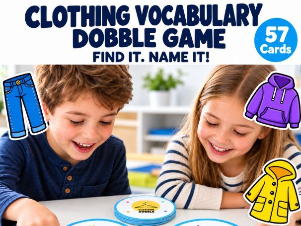 Clothing Vocabulary Dobble Game | Printable ESL Matching Game for Kids