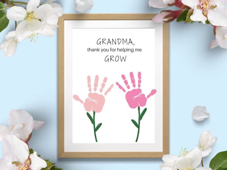 Grandma Handprint Flower Craft Printable | Mother’s Day Grandparents Day Keepsake