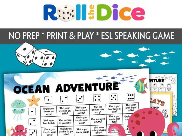 Ocean Adventure Talk | Roll & Speak |NO PREP PRINT & PLAY
