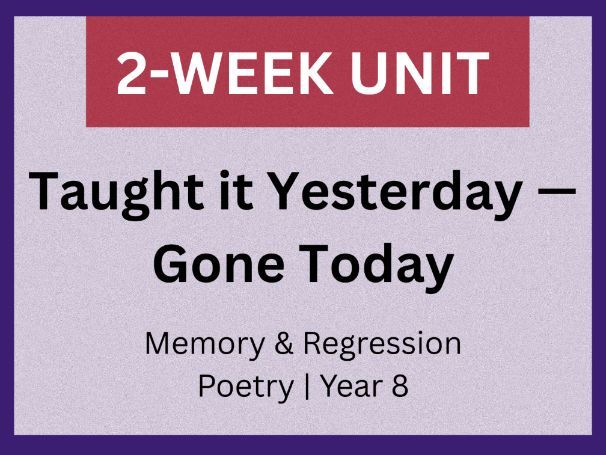 Poetry Unit — Inference, Imagery & Analysis | Memory & Recall | Year 8 (KS3)