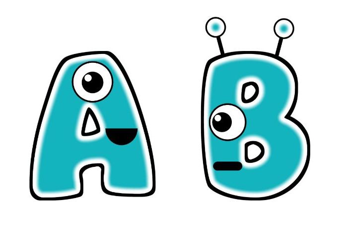 Bright Turquoise Glow Monsters Bubble Letters | Bulletin Board Letters | Classroom Display Pack