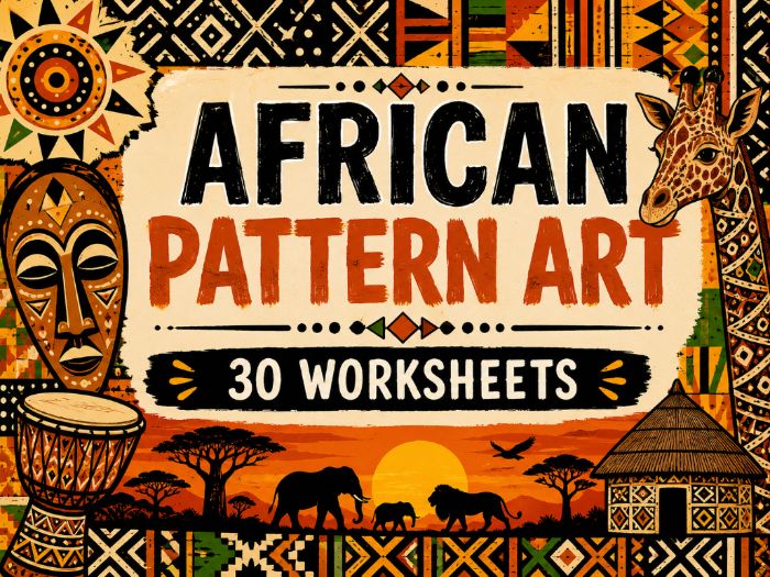 African Pattern Art – 30 Art Worksheets | KS2 KS3 African Culture, Geometric Patterns, Textile Desig
