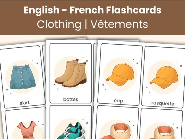 English-French Clothing Flashcards | 80 Bilingual Vocabulary Cards
