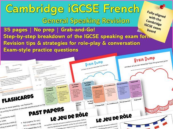 (Cambridge iGCSE) French Speaking booklet