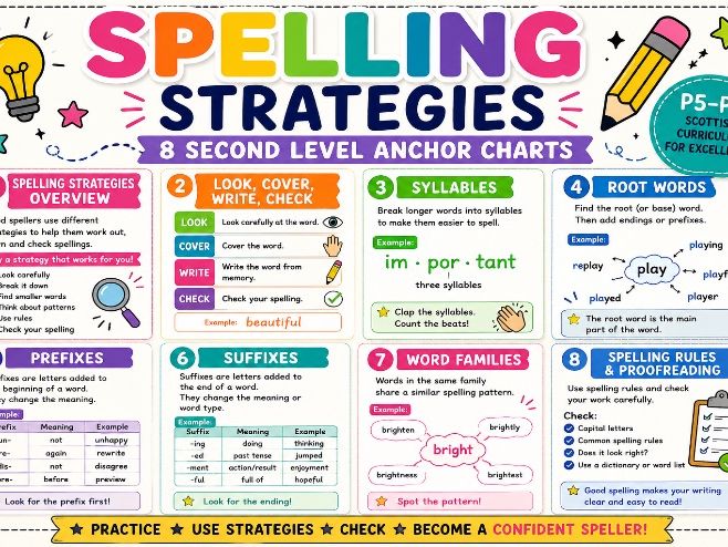 Spelling Strategies Second Level/KS2 Anchor Charts