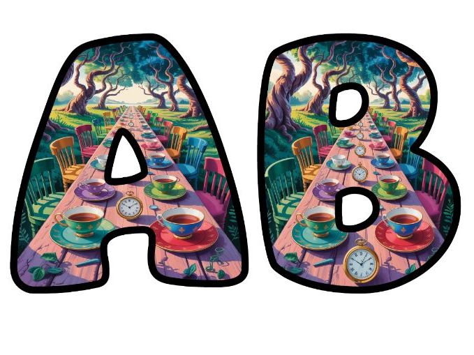Whimsical Garden Tea Party Lettering Set | Classroom Display | Upper & Lowercase, 0-9 and Signs
