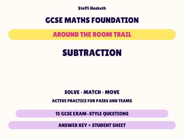 GCSE Foundation Maths Subtraction | Around the Room Trail