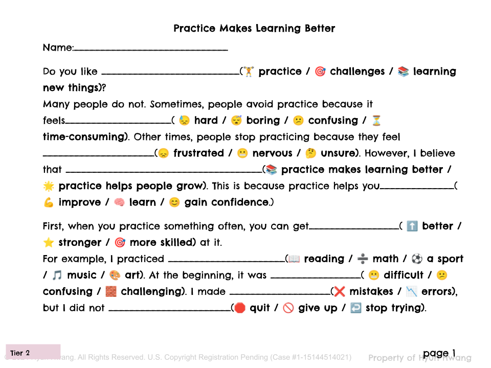 Grade 4 Opinion Writing — Practice Makes Learning Better & Sports Confidence (Module 3 Scaffolding)