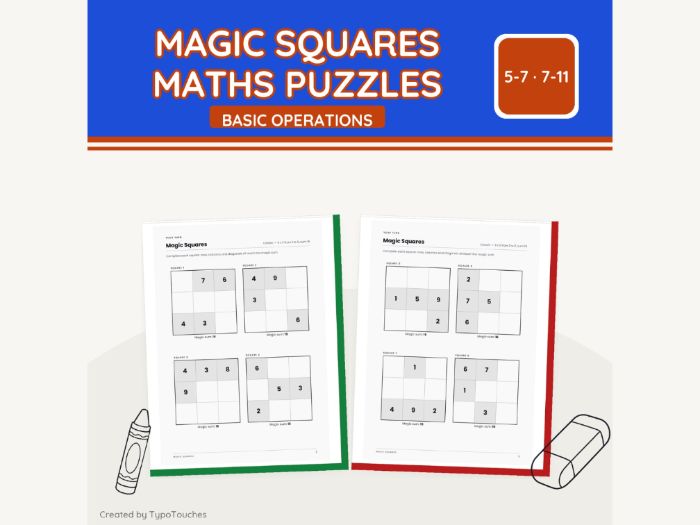 Magic Squares Maths Puzzles | 4 Sheets
