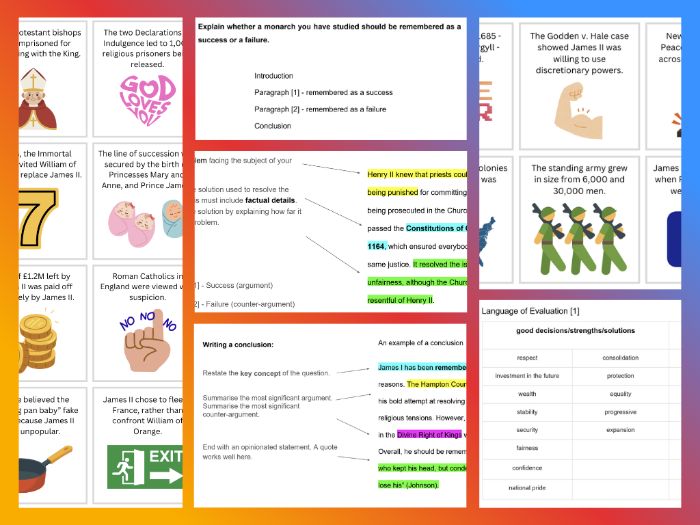 KS3/Common Entrance Making of the UK - James II: Evaluation Essay Lesson
