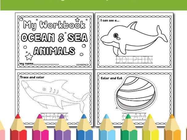 Ocean Animals Activity Workbook | Tracing, Counting, Coloring & Creative Fun for Kids |