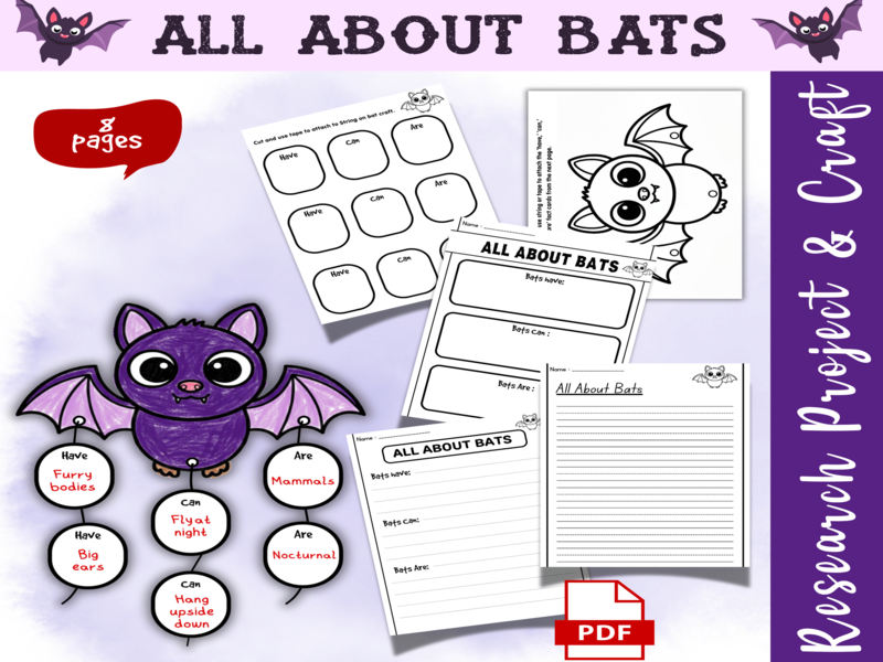 All About Bats Research Project & Writing Craft Nocturnal Animal Can have Are