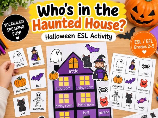 Who’s in the Haunted House? | Halloween ESL Activity | Halloween Vocabulary Game