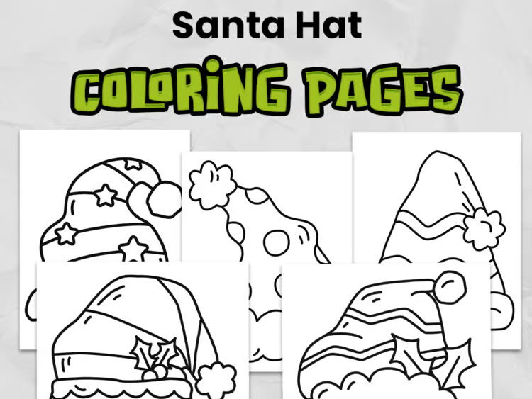 Santa Hat Coloring Page | Christmas Coloring Activity for Elementary Students
