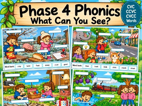 Phase 4 Phonics – What Can You See? Label the Picture
