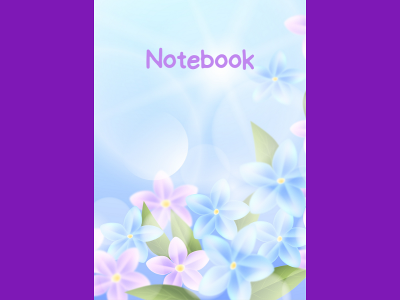 Blue and Purple Flowers A4 Lined Notebook