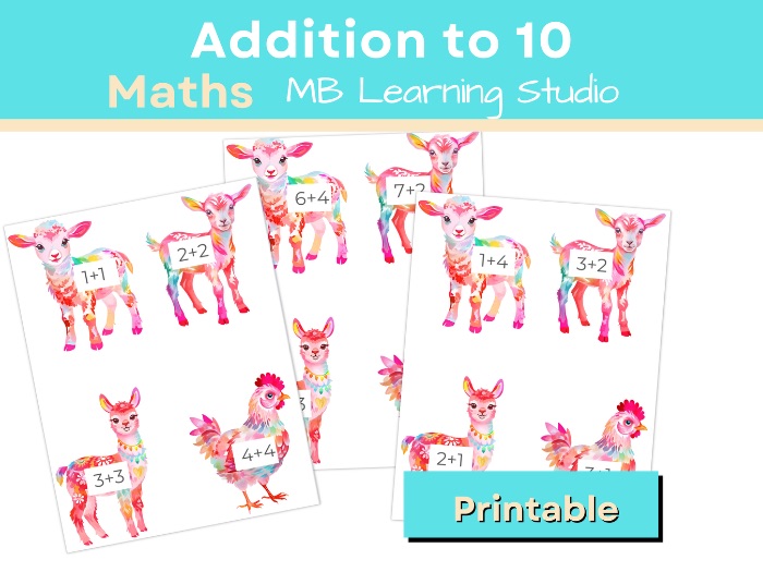 Farm Animal Addition to 10 | Early Maths Activity for EYFS, KS1, Pre-K and Kindergarten