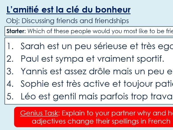 NEW 2026 GCSE French. Higher/ Rouge. Module 2: Unit 2. L’amitié est la clé du bonheur