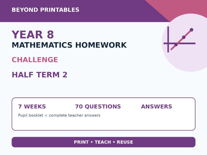 Year 8 Maths Homework Half Term 2 – Challenge Booklet with Answers