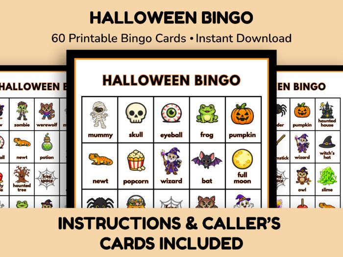 Halloween Bingo - 60 unique cards