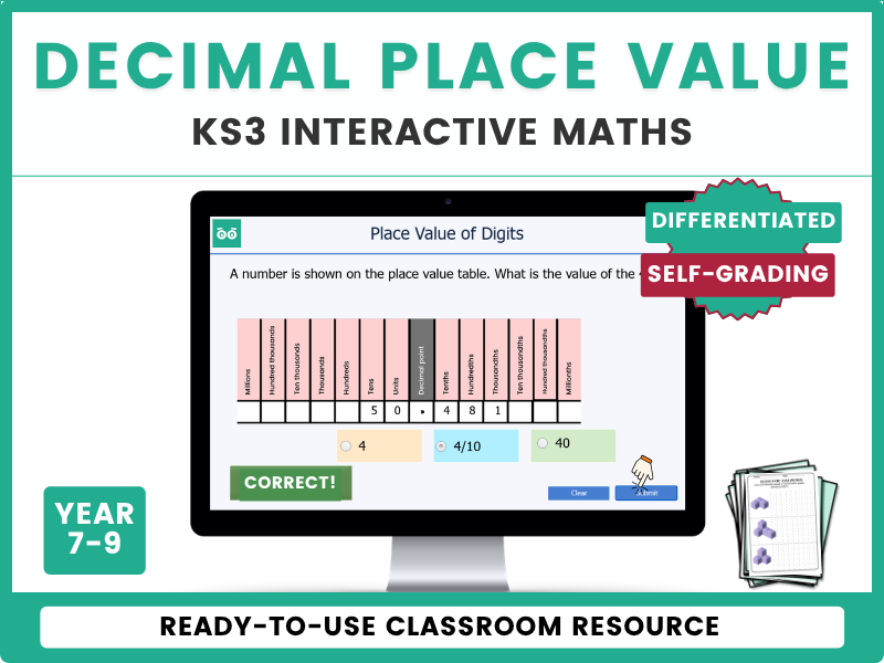 Decimal Place Value - Year 7 Digital Lesson and Activities