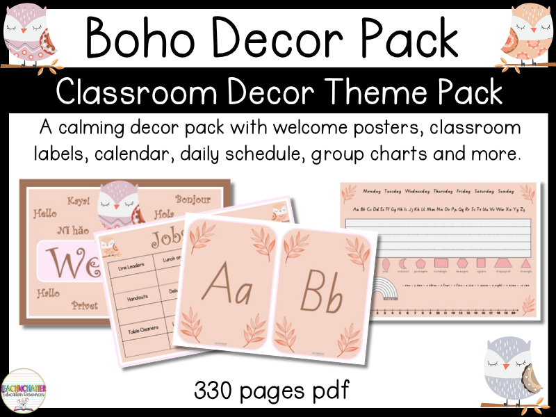 Boho classroom display pack