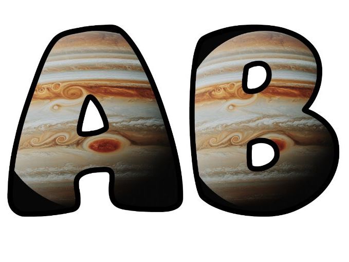 Jupiter Planet Space X Classroom Display | Lettering Set | Upper & Lowercase, 0-9 and Signs