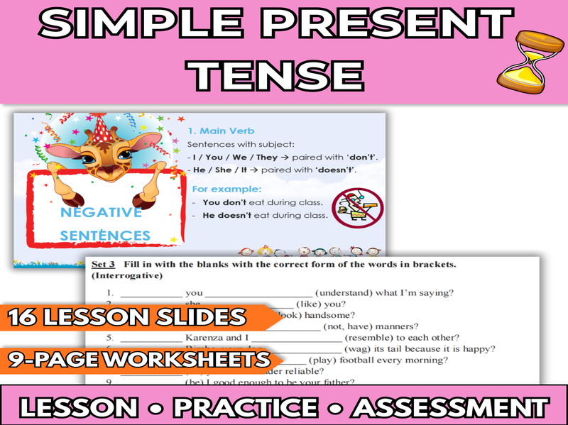 EFL / ESL Simple Present Tense - Editable Lesson Slides & Worksheets