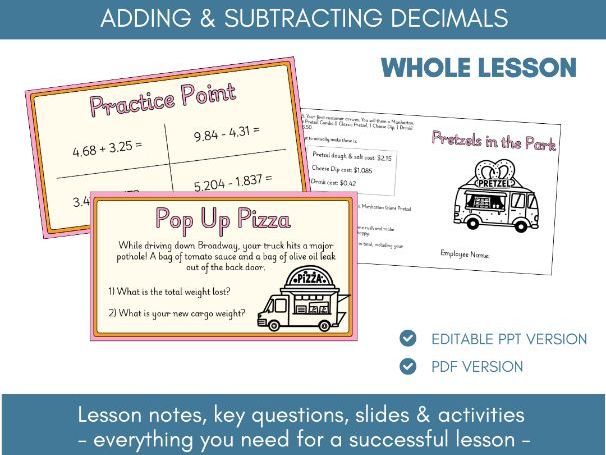Adding & Subtracting Decimals | Lesson Notes, Slides & Activities