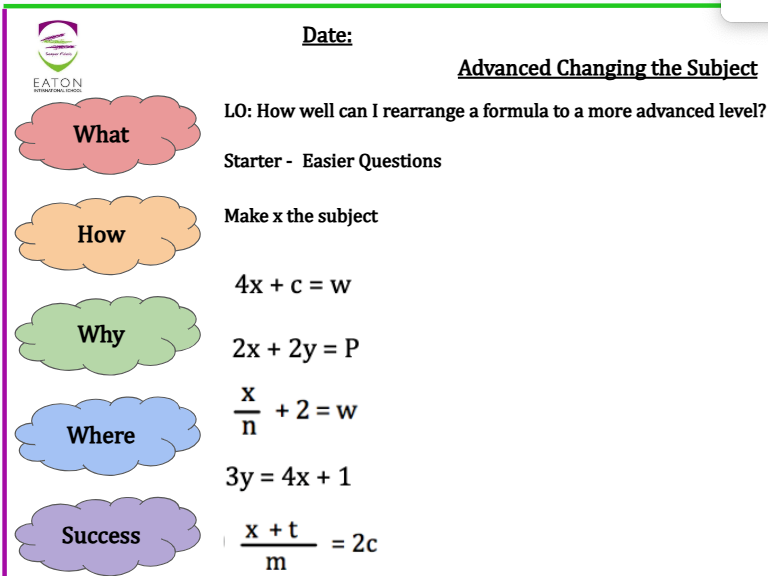 Advanced Changing the Subject / Rearranging a Formula