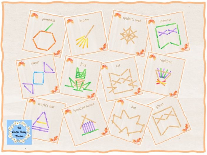 Lolly Stick Pattern Cards - Halloween (Natural Theme)
